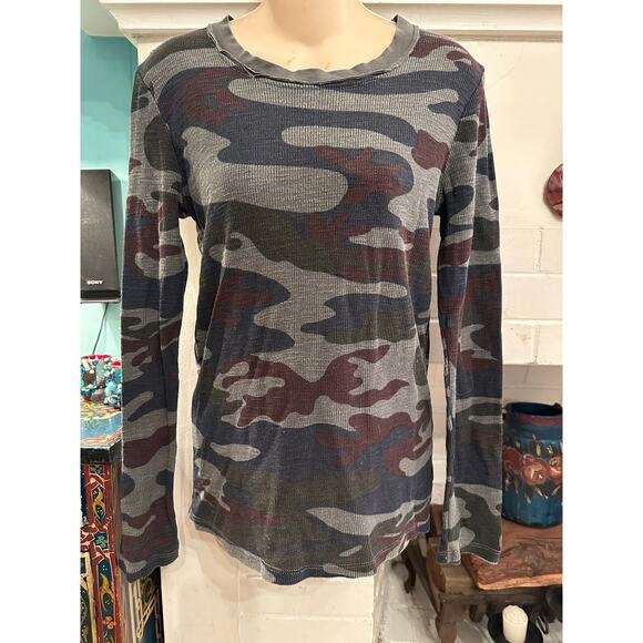 NWOT STATESIDE CAMO THERMAL TOP TEE UNIQUE COLORS- BLUE BURGUNDY OLIVE GREY L - Picture 1 of 9